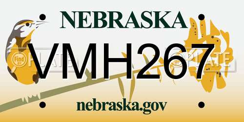 VMH267 Nebraska License Plate