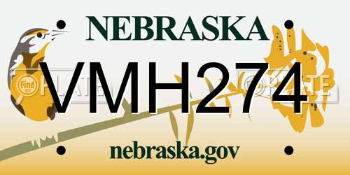 VMH274 Nebraska License Plate