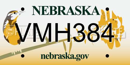 VMH384 Nebraska License Plate