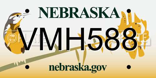 VMH588 Nebraska License Plate