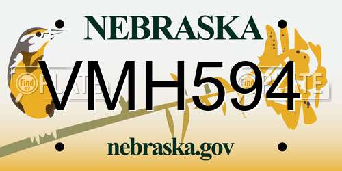 VMH594 Nebraska License Plate