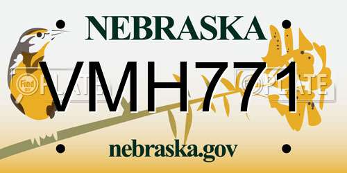 VMH771 Nebraska License Plate