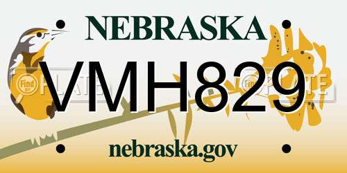 VMH829 Nebraska License Plate