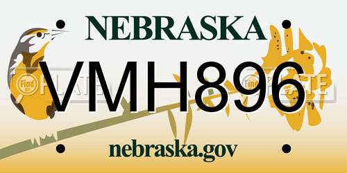 VMH896 Nebraska License Plate