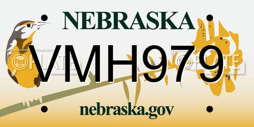 VMH979 Nebraska License Plate