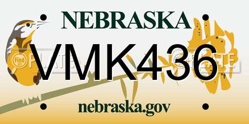 VMK436 Nebraska License Plate