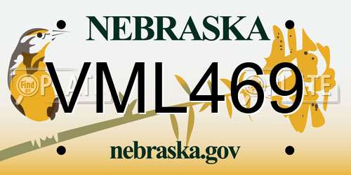 VML469 Nebraska License Plate