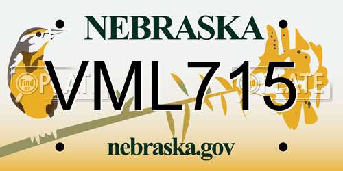 VML715 Nebraska License Plate