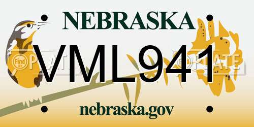 VML941 Nebraska License Plate