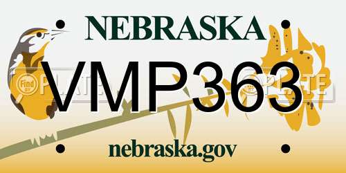 VMP363 Nebraska License Plate