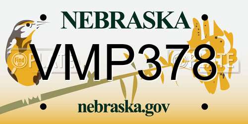 VMP378 Nebraska License Plate