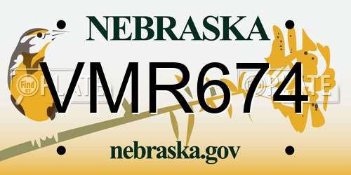 VMR674 Nebraska License Plate