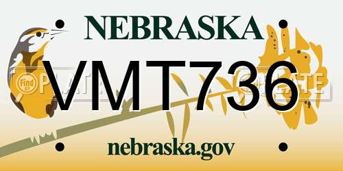 VMT736 Nebraska License Plate
