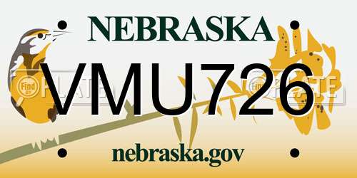 VMU726 Nebraska License Plate