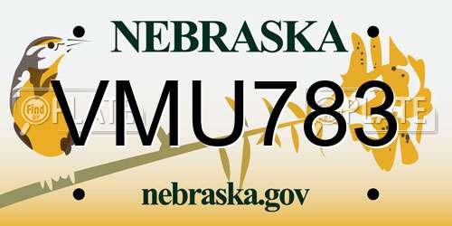 VMU783 Nebraska License Plate