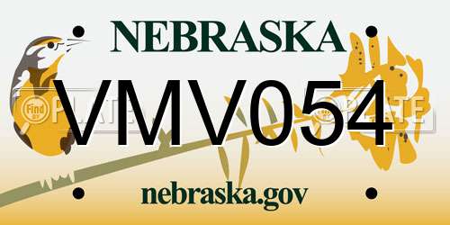 VMV054 Nebraska License Plate