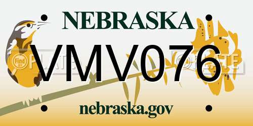 VMV076 Nebraska License Plate