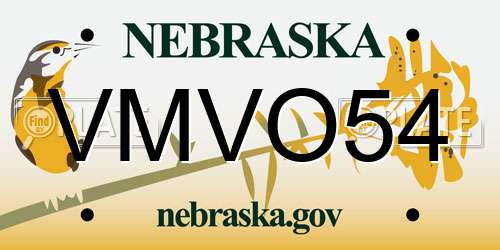 VMVO54 Nebraska License Plate