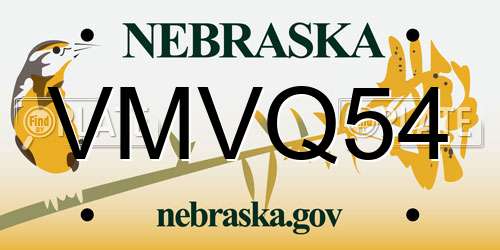 VMVQ54 Nebraska License Plate