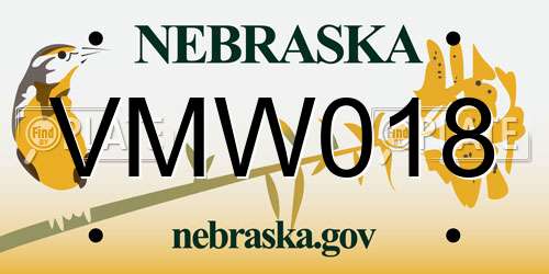 VMW018 Nebraska License Plate