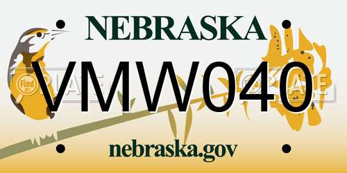 VMW040 Nebraska License Plate