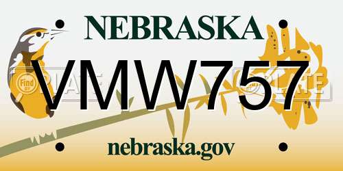 VMW757 Nebraska License Plate