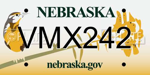 VMX242 Nebraska License Plate