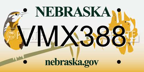 VMX388 Nebraska License Plate