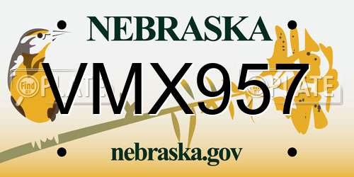 VMX957 Nebraska License Plate