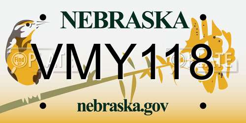 VMY118 Nebraska License Plate