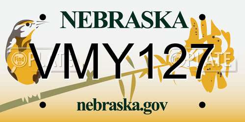 VMY127 Nebraska License Plate