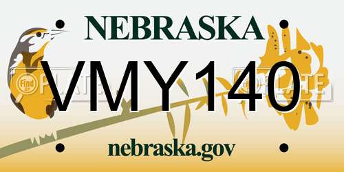 VMY140 Nebraska License Plate