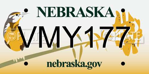 VMY177 Nebraska License Plate