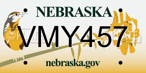 VMY457 Nebraska License Plate