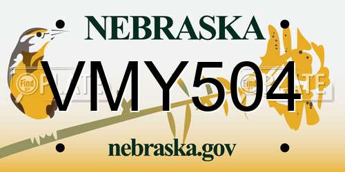VMY504 Nebraska License Plate