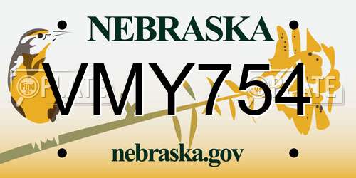 VMY754 Nebraska License Plate
