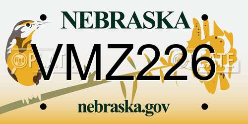 VMZ226 Nebraska License Plate