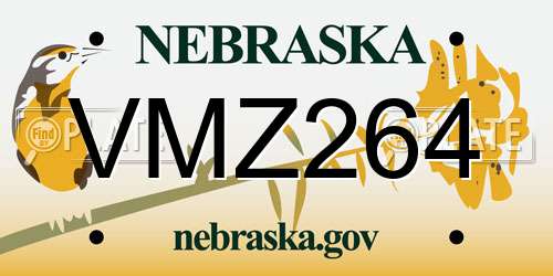 VMZ264 Nebraska License Plate
