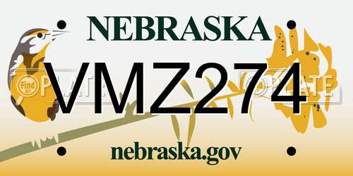 VMZ274 Nebraska License Plate
