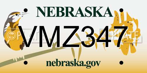 VMZ347 Nebraska License Plate