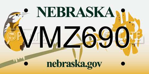 VMZ690 Nebraska License Plate