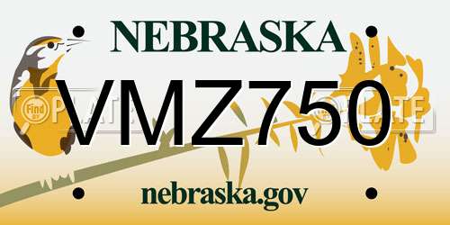 VMZ750 Nebraska License Plate