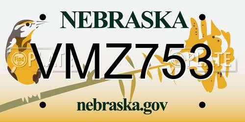 VMZ753 Nebraska License Plate