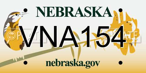 VNA154 Nebraska License Plate