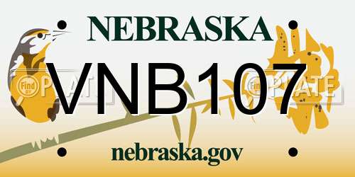 VNB107 Nebraska License Plate