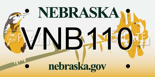 VNB110 Nebraska License Plate