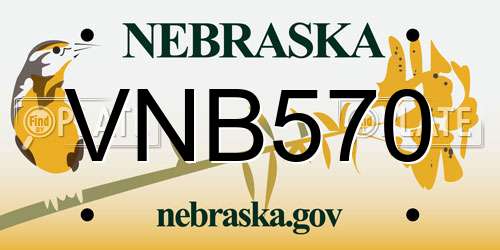 VNB570 Nebraska License Plate