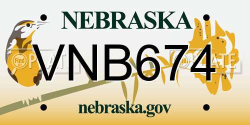 VNB674 Nebraska License Plate