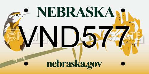 VND577 Nebraska License Plate