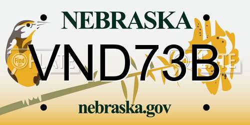 VND73B Nebraska License Plate